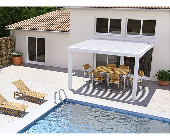 Pergola aluminium blanc lames orientables